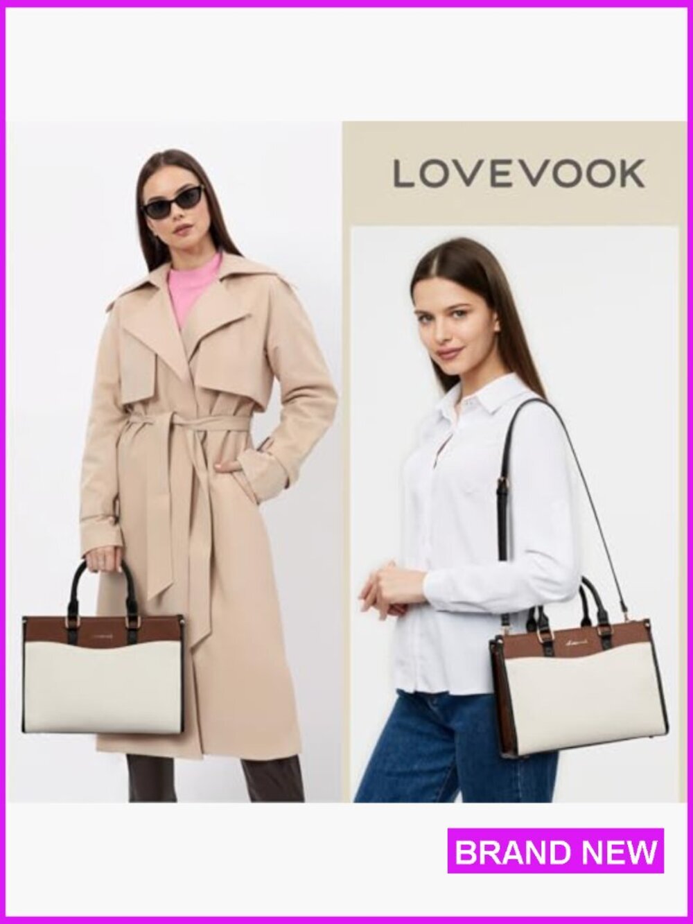 Stylish Tote Shoulder Satchel Bag PU Leather Crossbody Top Handle Zipper - Picture 2 of 7